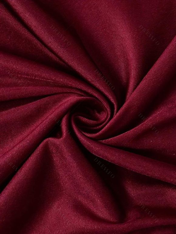 Vintage Dress Skew Neck Beaded Long Ruffle Split Sleeve Mermaid Long Dress - Rouge Vineux M | US 6