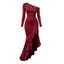 Vintage Dress Skew Neck Beaded Long Ruffle Split Sleeve Mermaid Long Dress - Rouge Vineux XXL | US 14