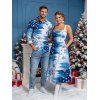 Christmas Couple Outfit Colorblock Snowflake Print Pocket Square Neck A Line Dress and Long Sleeve Shirt Holiday Set - Bleu Ciel S | US 4