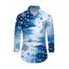 Christmas Couple Outfit Colorblock Snowflake Print Pocket Square Neck A Line Dress and Long Sleeve Shirt Holiday Set - Bleu Ciel S | US 4