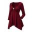 Daily Top Floral Decor Sweetheart Neck Ruched Handkerchief Hem 3/4 Sleeve Top - Rouge Vineux XXL | US 14