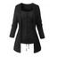 Gothic Faux Twinset Top Cable Knit Grommet Lace Up Long Sleeve 2 In 1 Top - Noir S | US 4