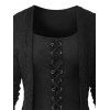 Gothic Faux Twinset Top Cable Knit Grommet Lace Up Long Sleeve 2 In 1 Top - Noir S | US 4