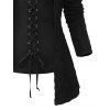 Gothic Faux Twinset Top Cable Knit Grommet Lace Up Long Sleeve 2 In 1 Top - Noir S | US 4