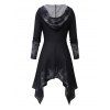 Winter Hooded Top Ombre Washed Print Buckle Long Sleeve Handkerchief Hem Long Top with Hood - Noir XXL | US 14