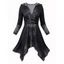 Winter Hooded Top Ombre Washed Print Buckle Long Sleeve Handkerchief Hem Long Top with Hood - Noir XXL | US 14