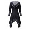 Winter Women Outfit Ombre Washed Print Buckle Long Sleeve Handkerchief Hem Long Hooded Top and Skinny Leggings Set - Noir S | US 4