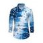 Men's Christmas Shirt Colorblock Snowflake Print Button Up Long Sleeve Holiday Shirt - Bleu Ciel 5XL