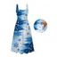 Christmas Dress Colorblock Snowflake Print Pocket Square Neck A Line Holiday Dress - Bleu Poudre XXL | US 14