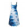 Christmas Dress Colorblock Snowflake Print Pocket Square Neck A Line Holiday Dress - Bleu Poudre XXL | US 14