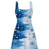 Christmas Dress Colorblock Snowflake Print Pocket Square Neck A Line Holiday Dress - Bleu Poudre XXL | US 14