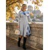 Plaid Patchwork Off The Shoulder Cinched Asymmetric Dress and Chunky Heel Mid Calf Boots Chain Necklace Outfit - Gris Clair S | US 4
