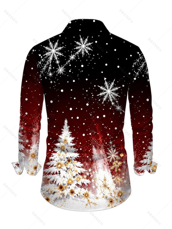 Christmas Couple Outfit Ombre Snowflake Christmas Tree Print Lace Up Drawstring A Line Hoodie Dress and Long Sleeve Shirt Set - Noir S | US 4
