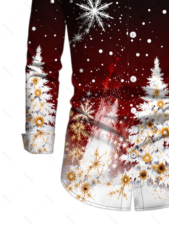 Christmas Couple Outfit Ombre Snowflake Christmas Tree Print Lace Up Drawstring A Line Hoodie Dress and Long Sleeve Shirt Set - Noir S | US 4