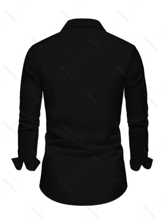 Men's Holiday Shirt Christmas Hat with Elk Horn Letter Colored Light Chains Print Button Up Long Sleeve Shirt - Noir 2XL