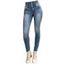 Jean skinny avec braguette boutonnée et poche, taille haute, pantalon long en denim - Bleu clair XXL | US 12