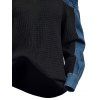 Casual Women Outfit Faux Denim Colorblock Patchwork Cold Shoulder Long Sleeve Top and Grommet Buckle Leggings Set - Noir S | US 4