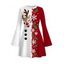 Christmas Dress Contrast Color Cute Elk Snowflake Print Bell Sleeve A Line Holiday Dress - Rouge M | US 6