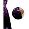 Holiday Dress Ombre Christmas Tree Snowflake Aurora Stream Print Pocket Square Neck A Line Dress - Noir M | US 6