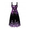 Holiday Dress Ombre Christmas Tree Snowflake Aurora Stream Print Pocket Square Neck A Line Dress - Noir M | US 6