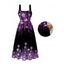 Holiday Dress Ombre Christmas Tree Snowflake Aurora Stream Print Pocket Square Neck A Line Dress - Noir M | US 6