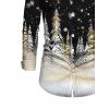 Men's Holiday Shirt Snowflake Christmas Tree Print Button Up Long Sleeve Shirt - Noir 5XL