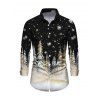 Men's Holiday Shirt Snowflake Christmas Tree Print Button Up Long Sleeve Shirt - Noir 5XL