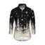 Men's Holiday Shirt Snowflake Christmas Tree Print Button Up Long Sleeve Shirt - Noir 5XL