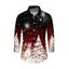 Men's Christmas Shirt Ombre Snowflake Christmas Tree Print Button Up Long Sleeve Holiday Shirt - Noir S