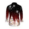 Men's Christmas Shirt Ombre Snowflake Christmas Tree Print Button Up Long Sleeve Holiday Shirt - Noir S