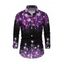 Men's Holiday Shirt Ombre Christmas Tree Snowflake Aurora Stream Print Button Up Long Sleeve Shirt - Noir L