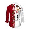 Men's Christmas Shirt Contrast Color Cute Elk Snowflake Print Button Up Long Sleeve Holiday Shirt - Rouge S
