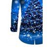 Men's Holiday Shirt Christmas Tree Snowflake Starry Sky Print Button Up Long Sleeve Shirt - Bleu profond L
