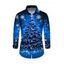 Men's Holiday Shirt Christmas Tree Snowflake Starry Sky Print Button Up Long Sleeve Shirt - Bleu profond L