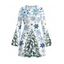 Holiday Dress Christmas Tree Snowflake Star Print Bell Sleeve A Line Dress - Blanc S | US 4