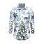 Men's Holiday Shirt Christmas Tree Snowflake Print Button Up Long Sleeve Shirt - Blanc L