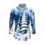 Men's Holiday Shirt Christmas Tree Snowflake Landscape Print Button Up Long Sleeve Shirt - Bleu clair L
