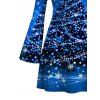 Holiday Dress Christmas Tree Snowflake Starry Sky Print Bell Sleeve A Line Dress - Bleu profond L | US 8-10