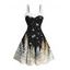 Holiday Dress Snowflake Christmas Tree Print Faux Fur A Line Vintage Party Dress - Noir XL | US 12