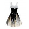 Holiday Dress Snowflake Christmas Tree Print Faux Fur A Line Vintage Party Dress - Noir XL | US 12