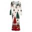 Holiday Dress Colorblock Christmas Tree Floral Snowflake Print U Neck Bodycon Dress - Beige L | US 8-10