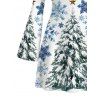 Holiday Couple Outfit Christmas Tree Snowflake Star Print Bell Sleeve A Line Dress and Long Sleeve Shirt Set - Blanc S | US 4