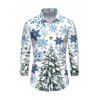 Holiday Couple Outfit Christmas Tree Snowflake Star Print Bell Sleeve A Line Dress and Long Sleeve Shirt Set - Blanc S | US 4