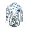 Holiday Couple Outfit Christmas Tree Snowflake Star Print Bell Sleeve A Line Dress and Long Sleeve Shirt Set - Blanc S | US 4