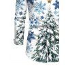 Holiday Couple Outfit Christmas Tree Snowflake Star Print Bell Sleeve A Line Dress and Long Sleeve Shirt Set - Blanc S | US 4