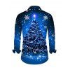 Holiday Couple Outfit Christmas Tree Snowflake Starry Sky Print Bell Sleeve A Line Dress and Long Sleeve Shirt Set - Bleu profond S | US 4