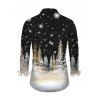 Holiday Couple Outfit Snowflake Christmas Tree Print Faux Fur A Line Dress and Long Sleeve Shirt Set - Noir S | US 4