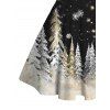 Holiday Couple Outfit Snowflake Christmas Tree Print Faux Fur A Line Dress and Long Sleeve Shirt Set - Noir S | US 4