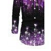 Holiday Couple Outfit Ombre Christmas Tree Snowflake Aurora Stream Print Pocket Square Neck A Line Dress and Long Sleeve Shirt Set - Noir S | US 4