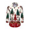 Holiday Couple Outfit Colorblock Christmas Tree Floral Snowflake Print U Neck Bodycon Dress and Long Sleeve Shirt Set - Beige S | US 4